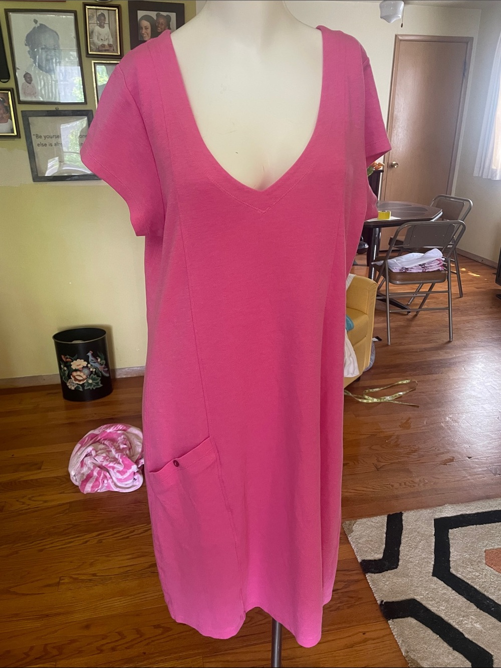 Horny Toad (Toad & Co.) Bright Pink V-Neck Shift Dress With Front Pocket